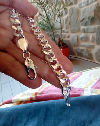 Bracciale uomo argento catena cubana