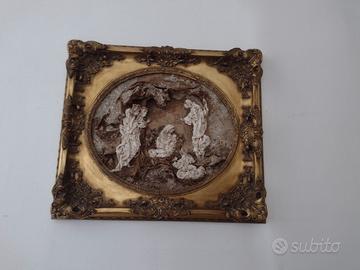 Quadro cartapesta legno stoffa cornice oro barocca