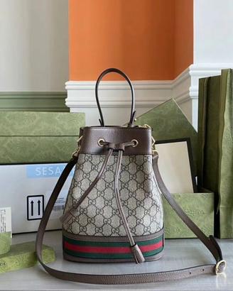 Borsa a secchiello Gucci Ophidia con logo e strisc