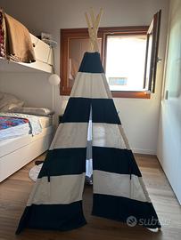 Tenda gioco bambini in cotone e legno