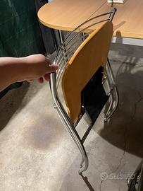 3 sedie in rovere e metallo pieghevoli