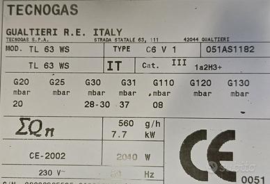 tecnogas TL63WS e altre cucine a gas, set ricambi