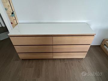 CASSETTIERA MALM 160x78 CON VETRO
