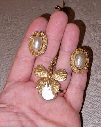 Parure Vintage Miriam Haskell collana e orecchini