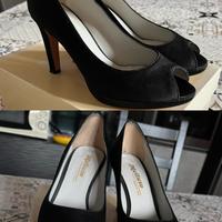 Decolleté spuntate n.36 Melluso in raso pelle nere