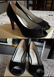 Decolleté spuntate n.36 Melluso in raso pelle nere