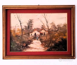 Paesaggio dipinto a mano olio su tela firmato (LIP