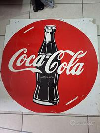 Insegna coca cola cm 82x82 alluminio anni 80