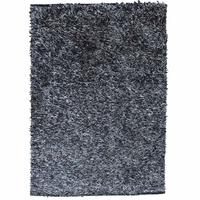 Tappeto Shaggy Pelo Lungo Nero Argento 75x155 cm