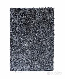 Tappeto Shaggy Pelo Lungo Nero Argento 75x155 cm