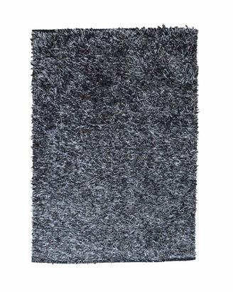 Tappeto Shaggy Pelo Lungo Nero Argento 75x155 cm