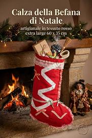 Calza della Befana / di Natale artigianale in tess