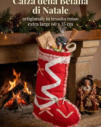 Calza della Befana / di Natale artigianale in tess
