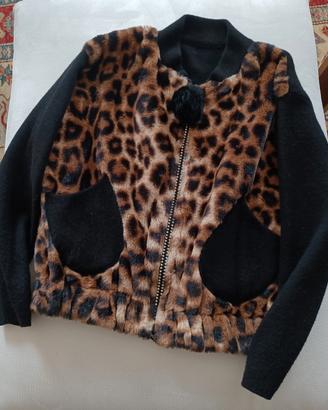 giacchina o golfino  pelliccia sintetica leopardat