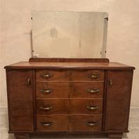 Cassettiera in legno e specchio (145x51x160)