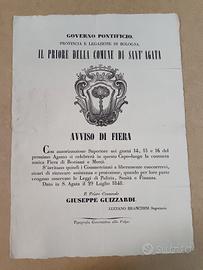 Avviso di Fiera  Bologna Sant'Agata 1848