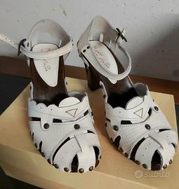 Scarpe originali legno e pelle con tacco nr.38
