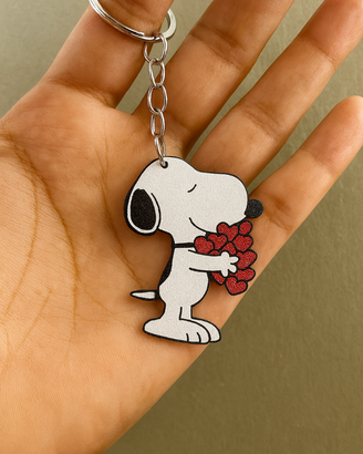 Portachiavi di San Valentino "Snoopy con cuori"