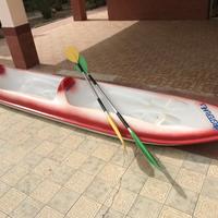 canoa biposto in resina con n. 2 remi