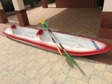 canoa biposto in resina con n. 2 remi