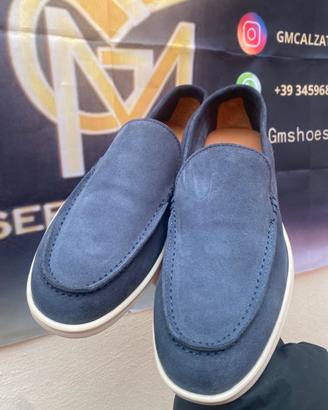 Scarpe da uomo in vera pelle blu