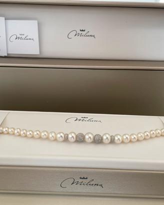 Bracciale Miluna con Perle e Boule Diamantate