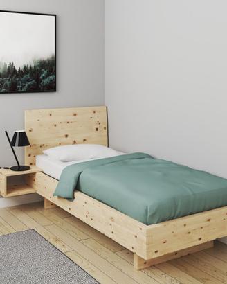 Letto in cirmolo 200x90 con rete e materasso