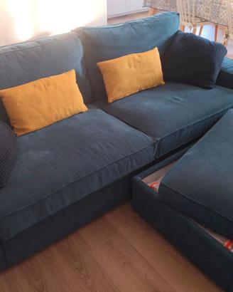 Divano Kivik e Pouf contenitore, fodere Blu Grigio
