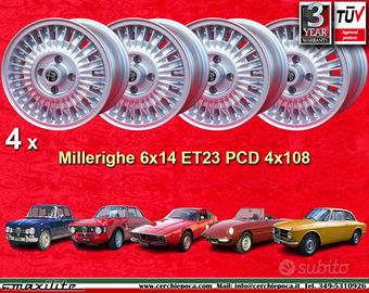 4 pz. Alfa Romeo Millerighe 6x14 ET23 Giulia GT