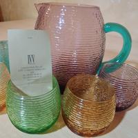 Set 5 bicchieri acqua multicolore + caraffa marchi