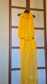 completo  pantaloni in lino giallo taglia M