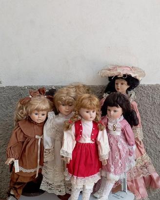 6 bambole di porcellana di  collezione