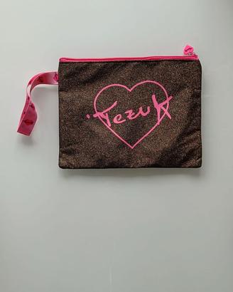 Pochette Tezuk glitter color marrone ebano