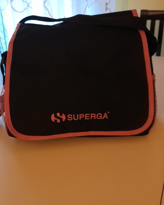 Borsa tracolla nera sportiva in tessuto Superga