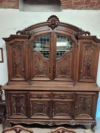Credenza vetrina antica in legno massello