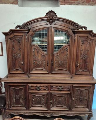 Credenza vetrina antica in legno massello
