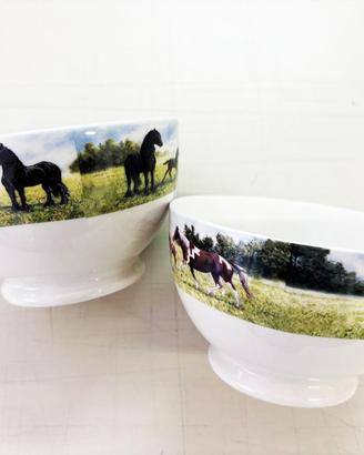 Tazze in ceramica motivo cavalli
