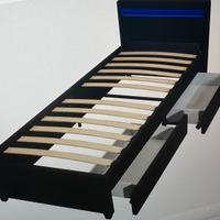 Letto singolo con led e due cassetti estraibili