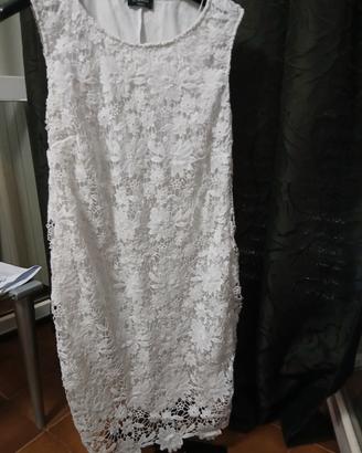Abito tubino elegante in pizzo bianco