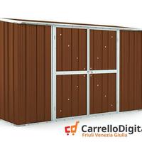 Casetta in lamiera esterno 307x100cm legno scuro