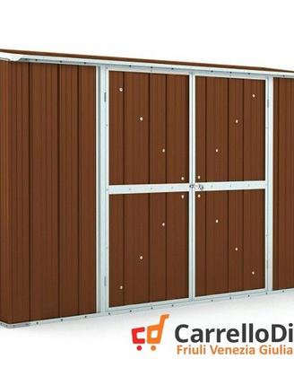Casetta in lamiera esterno 307x100cm legno scuro