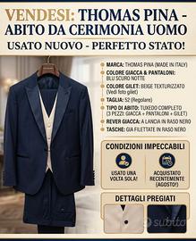 abito da cerimonia uomo Thomas Pina - taglia 52