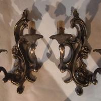 COPPIA APPLIQUE DA PARETE IN BRONZO