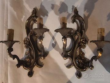 COPPIA APPLIQUE DA PARETE IN BRONZO