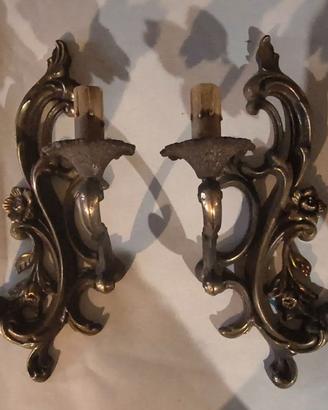 COPPIA APPLIQUE DA PARETE IN BRONZO