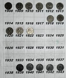 Monete Regno d'Italia da 20 cent. dal 1908 al 1943