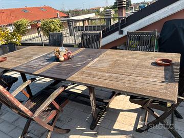 Tavolo allung. e sei sedie piegh. da sistemare