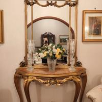 consolle in legno dorato con specchiera