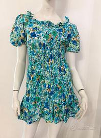 ZARA Vestito abito floreale verde azzurro