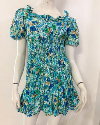 ZARA Vestito abito floreale verde azzurro